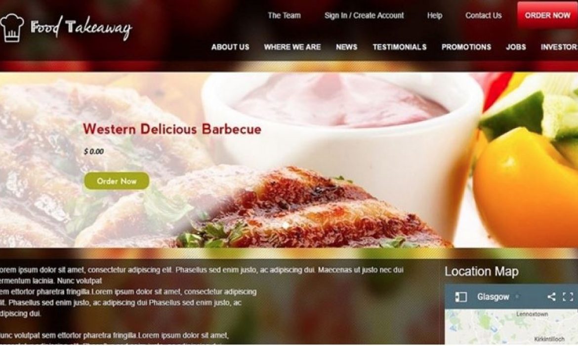 Food Takeaway Restaurant Website Design Mockup